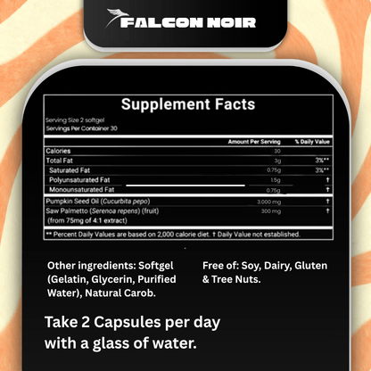 Falcon Noir™ Pumpkin Seed Oil Capsules for Men